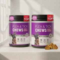 2-Pack | Meet TTLXR Flea & Tick Bites: A Wholesome, Effective, and Yummy Way to Help Eliminate and Repel Fleas, Ticks, and Their Eggs While Supporting Skin Health.