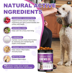 Dog UTI Treatment Cranberry Supplement for Dogs 200 Chews Urinary Tract Medicine Bladder Control Pills Kidney Support Cranberrys Extract Bites Puppy UTI Infection Treats Incontinence Remedy for Dogs