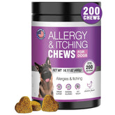 Dog Allergy Chews 200ct - Dog Allergy and Itching Skin Relief Anti Itch Aller Immune Bites for Dogs Licking Paws Treatment Relief Itchy Chew Probiotics Vitamins for Skin and Coat Allergies - Chicken