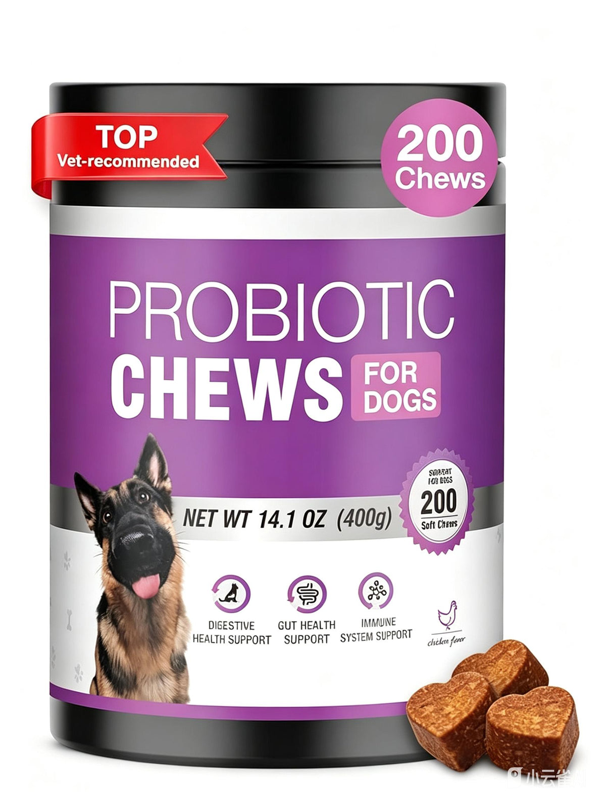 With probiotics sourced directly from the gut of healthy dogs, TTLXR Dog Probiotic Soft Chewables are instantly recognized by your dog’s microbiome to colonize quickly and deliver benefits for occasional diarrhea, while also supporting digestive health.