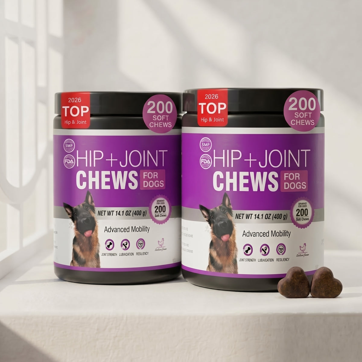 2-Pack | Big Dogs & Active Pups, Big Adventures — TTLXR Vet-Trusted Hip & Joint Chews with Glucosamine, MSM & Chondroitin