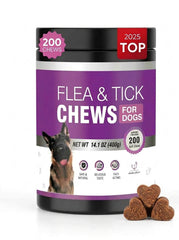 Dog Flea and Tick Treatment Chewable 200 Treatment Chews Natural Soft Chew Fleas Ticks Treatment Dog Oral Chewables Support Supplement Breeds and Ages Dogs Chicken Flavor