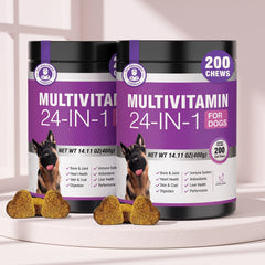 2-PackTTLXR 24-in-1 Multivitamin Soft Chews Support 24 Areas of Dog Wellness for All Breeds with Glucosamine & Chondroitin for Joints, Digestive Enzymes & Probiotics, Grain-Free Skin & Coat, and Immune Health.